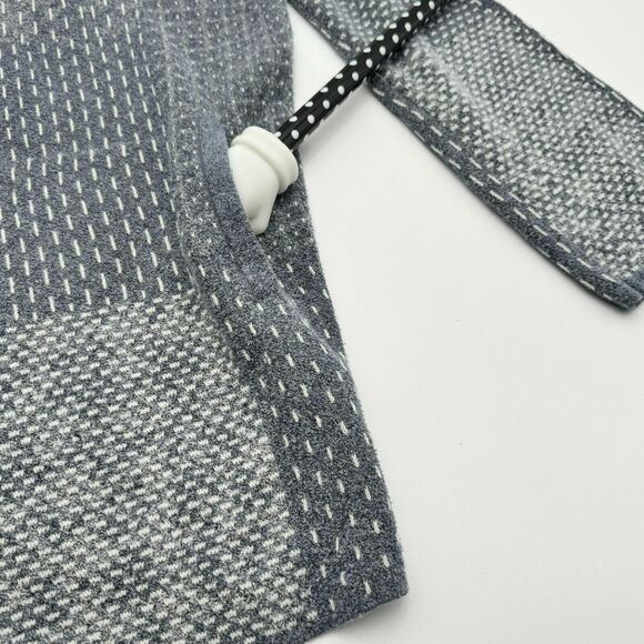 PURE JILL Medium Gray Open Front Long Terry Cardigan Sweater Pockets Embroidered - Picture 4 of 10